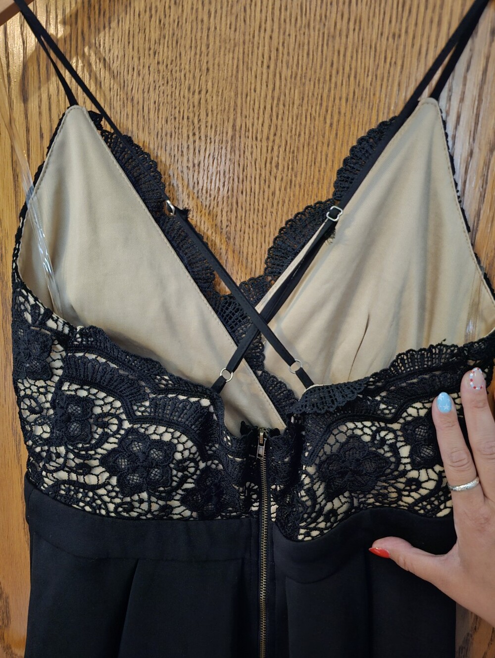 Francesca's Black Dress with Tan Lining - Picture 3 of 4